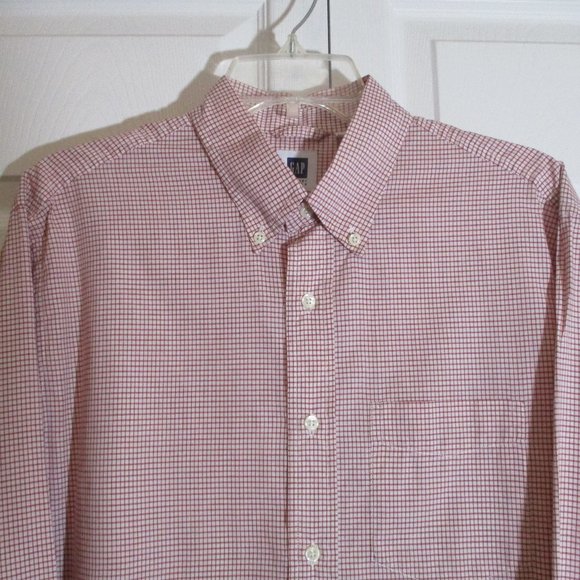 GAP Button Down Check Shirt sz M Red - Picture 2 of 7
